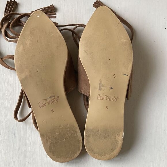 Anthropologie GeeWaWa Tan Gladiator Sip On Shoes Women’s 8 - Picture 6 of 8